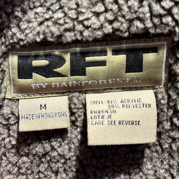 RFT Rainforest Mens Faux Sherpa Pockets Button Up Coat Beige/ Gray M - Picture 11 of 15